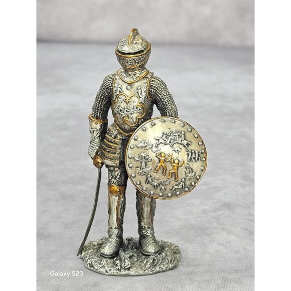Rare Italy Veronese 2006 Pewter Warrior Knight Statue Figurine w/Sword Shield - Picture 3 of 16